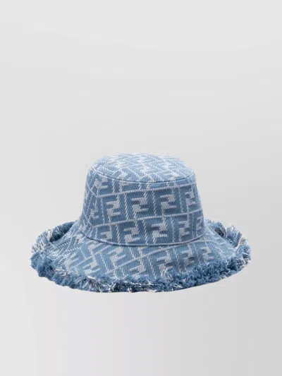 Fendi Ff Monogram Bucket Hat Hats Light Blue In White