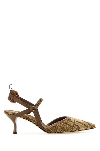 Fendi Embroidered Velvet And Jacquard Colibrã¬ Pumps In Brown
