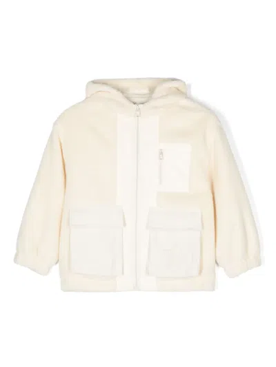 Fendi Kids' Faux-shearling Hooded Jacket In Neutrals