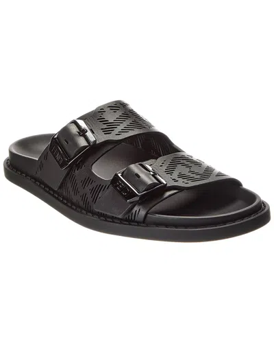 Fendi Feel Rubber & Leather Sandal In Black