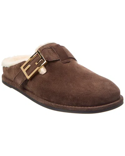 Fendi Brown Sheepskin Mule