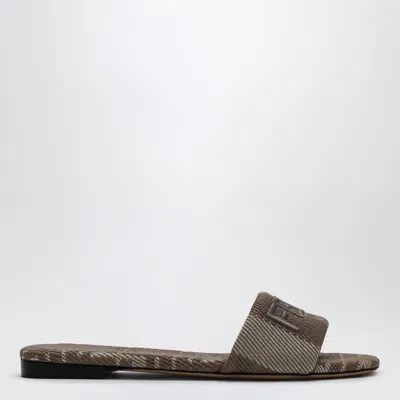 Fendi Sunshine Slide In Taupe Denim-effect Jacquard Women In Gray