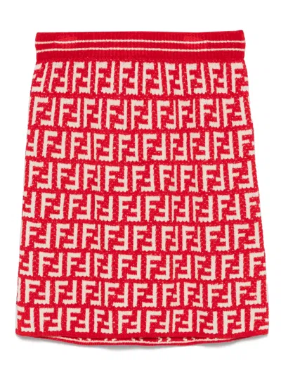 Fendi Kids' Ff-jacquard Skirt In Red