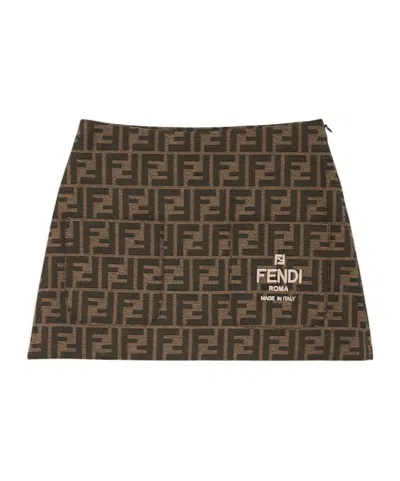 Fendi Ff Logo Skirt In Brown