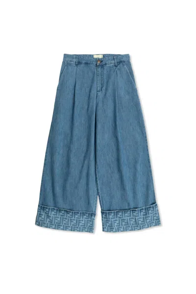 Fendi Kids Wide-leg Jeans In Blue