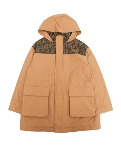 Fendi Kids' Logo-print Coat In Brown