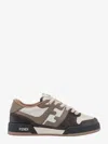 Fendi Leather And Suede Sneakers With Lateral Monogram In Gray Multi
