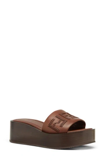 Fendi Sunshine Leather Flatform Sandal In Brown