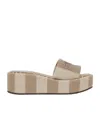 Fendi Sunshine Denim-effect Jacquard Flatform Slides In Nude