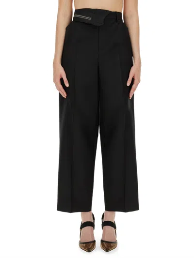 Fendi Pressed-crease Tapered Trousers In Black