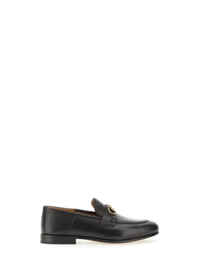 Ferragamo Black Loafers With Gancini Detail In Leather Woman
