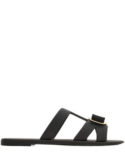 Ferragamo New Vara Plate Sandals In Black
