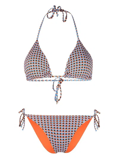 Fisico Cristina Ferrari Geometric-pattern Triangle-cup Bikini In Orange