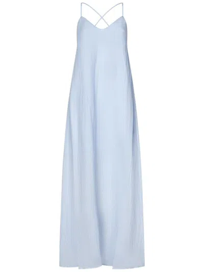 Fisico Cristina Ferrari Fisico Flowing Light Blue Ramie Maxi Dress