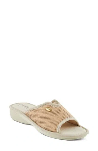 Flexus By Spring Step Hildy Wedge Slide Sandal In Beige