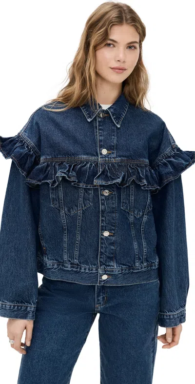 Frame The Ruffle Jacket Twisted In Blue