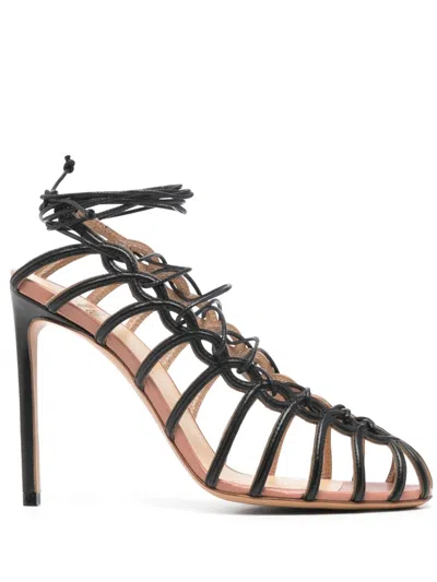 Francesco Russo 105mm Leather Sandals In Black