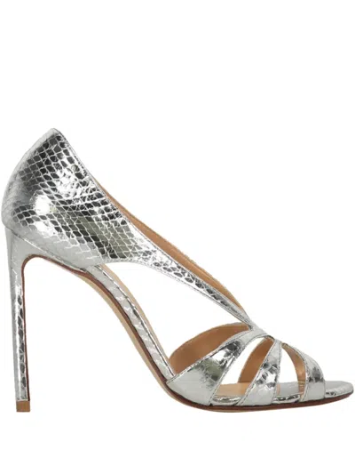 Francesco Russo 10mm Snakeskin-effect Sandals In Silver