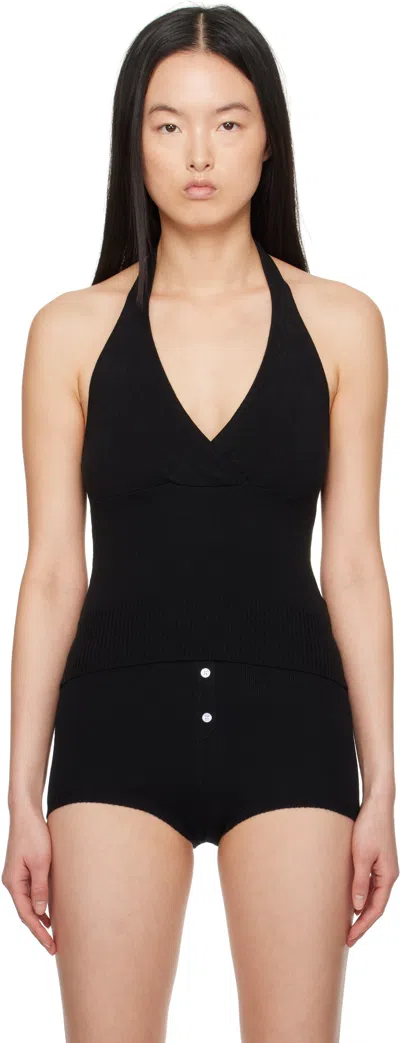 Frankies Bikinis Black Dylan Knit Halter Top