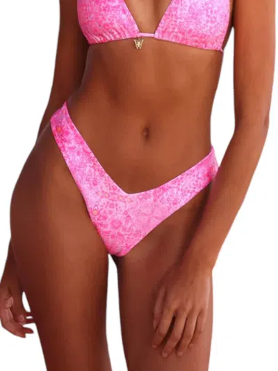 Frankies Bikinis Cheeky V Bikini Bottom In Rose Quartz In Pink