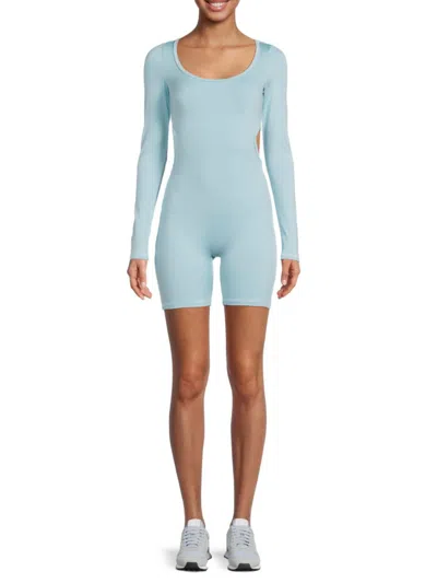 Frankies Bikinis Women's Felix Cutout Active Romper In Baby Blue