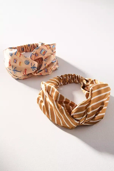 Frasier Sterling Sardine Printed Satin Twist Headbands, Set Of 2