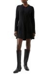 French Connection Vhari Long Sleeve Polo Sweater Minidress In Black