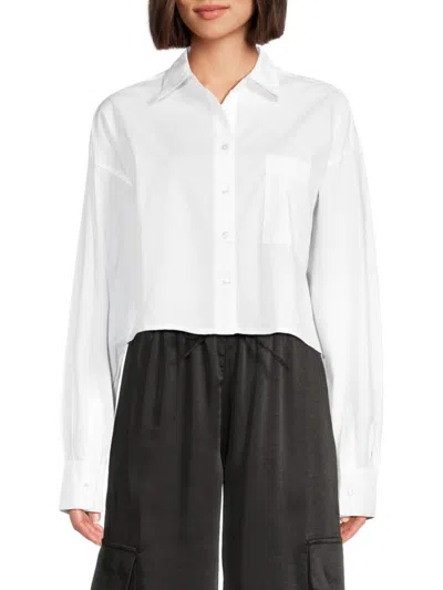 French Connection Women's Alissa Crystal Embellished Shirt In Linen White