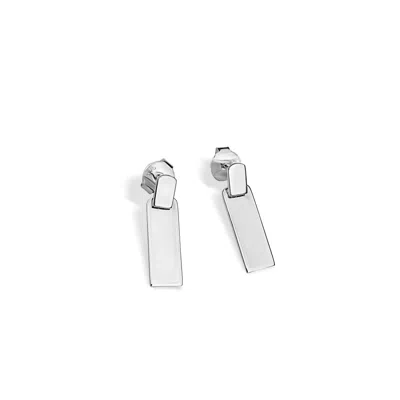 Fv Jewellery Women's Silver Bijoux Double Rectangle Earrings