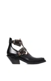 Gabriela Hearst Castro Buckle-detailed Leather Ankle Boots In Black