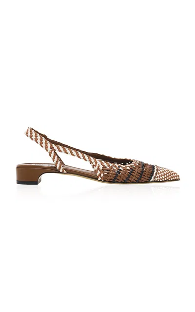 Gabriela Hearst Perro Woven Leather Slingback Flats In Brown