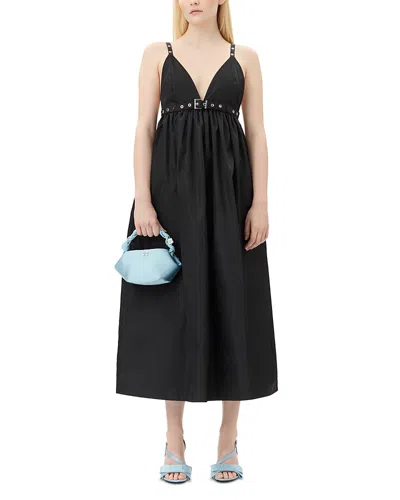 Ganni Black Duchesse Nylon Strap Maxi Dress