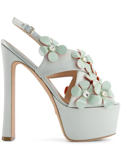 Giambattista Valli Floral-appliqué Sandals In Green