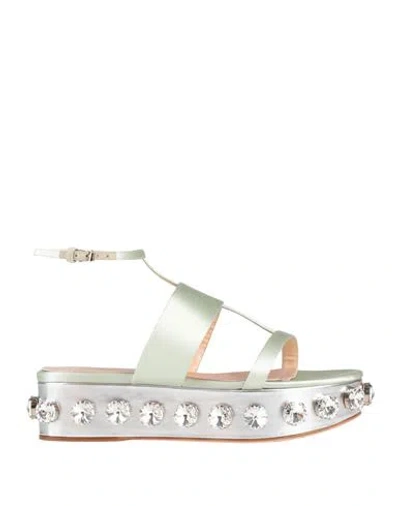 Giambattista Valli Woman Sandals Light Green Size 8 Textile Fibers