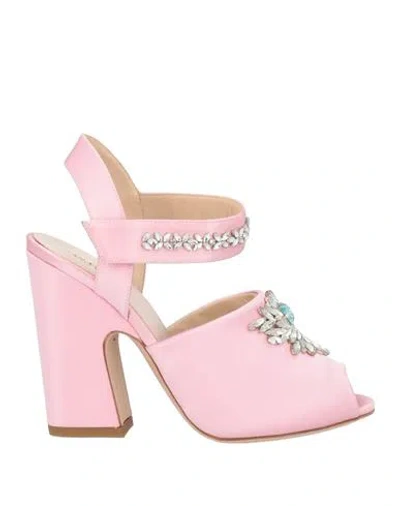 Giambattista Valli Woman Sandals Pink Size 8 Textile Fibers