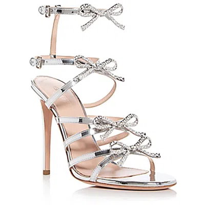 Giambattista Valli Womens Bow Slingback Sandals In Silver