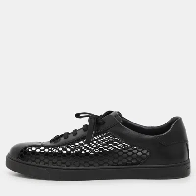 Pre-owned Gianvito Rossi Black Knit And Leather Helena Low Top Sneakers Size 41