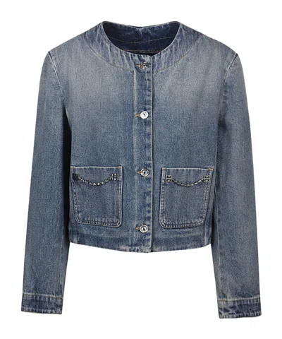 GIVENCHY JACKET IN DENIM WITH CHAIN DETAILS