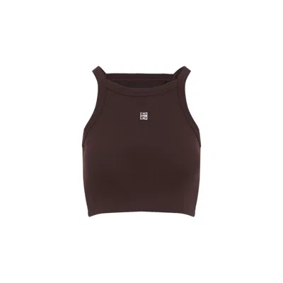 Givenchy 4g Plaque Cropped Tank Top In Brown