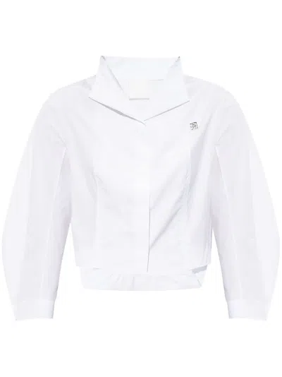 Givenchy Cropped Shirt In Poplin With 4g Detail In White