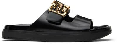 Givenchy 4g Liquid Flat Mules In Leather In Black