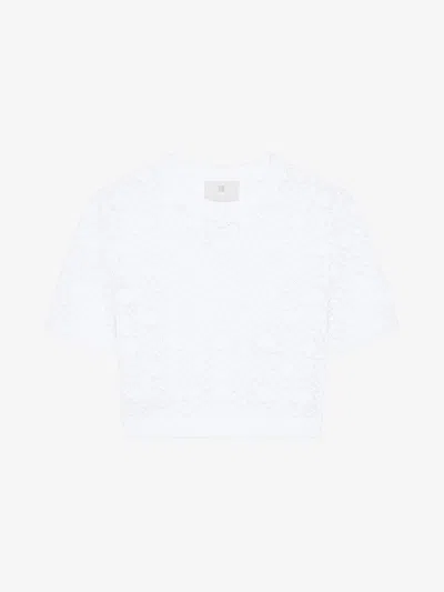 Givenchy Cropped Sweater In Monogram 72 Jacquard In White