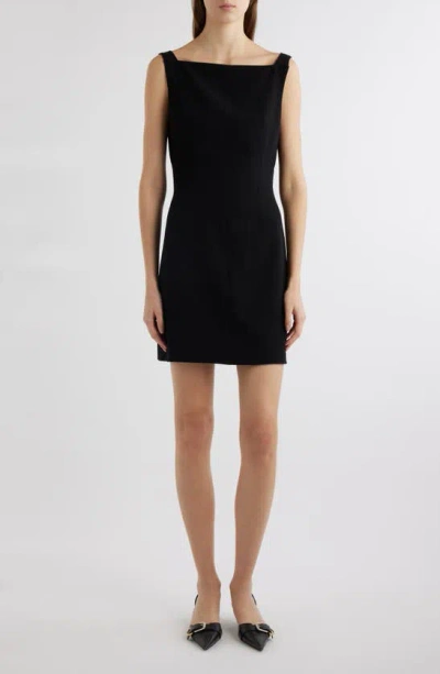 Givenchy Draped-back Boatneck Sleeveless Mini Dress In Black