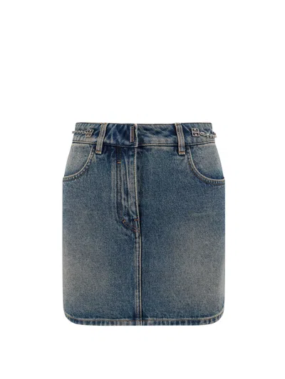 Givenchy Blue Chain Link Denim Miniskirt