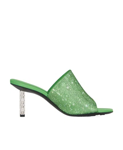 GIVENCHY G CUBE MULES IN SATIN WITH STRASS