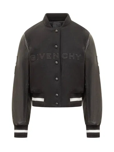 GIVENCHY GIVENCHY GIVENCHY WOOL AND LEATHER SHORT BOMBER JACKET