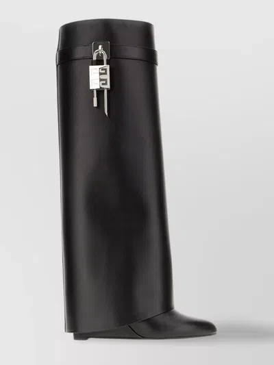 GIVENCHY LEATHER HIGH SHAFT LOCK DETAIL BOOTS