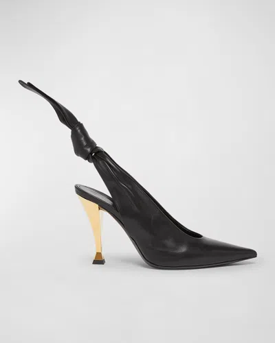 Givenchy Beauw Knotted Leather Slingback Pumps In Black