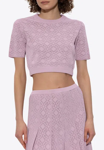 Givenchy Pink Cropped Monogram 72 Jacquard Sweater