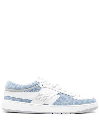 Givenchy Low Top Lace Up Denim Monogram Sneakers For Women In Multi